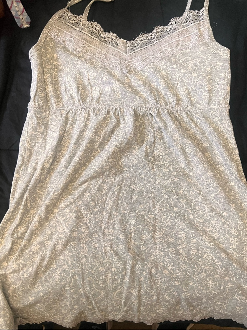 Light Gray Lace-Trim Camisole Dress